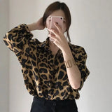 Kylethomasw  2024 New Office Lady Shirts Ladies Fashion Leopard Shirts All-match Long Sleeve Blouses Turn-down Vintage Women's Clothing