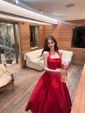KYLETHOMASW  -  Vintage Red Midi Dress Women Party Prom Sexy Halter Bandage Dresses Summer Elegant Korean Backless Bodycon A Line Vestidos