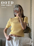 KYLETHOMASW  -  Hollow Short Knit Top Spring/Summer New Round Neck Short Sleeve Slim Spice Sweater