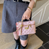 KYLETHOMASW  -  Velvet Diamond Grid Chain Bag Women's High-End Fashion Mini Shoulder Box Bag Urban Simple Style PU Material Daily Match