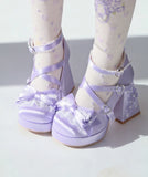 KYLETHOMASW  -  Original Lo Shoes Spring and Autumn New Fashion Round Toe Bow Sweet Cute Japanese Style Thick Sole High Heel Women's Pumps
