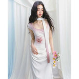 KYLETHOMASW  -  French Style Sleeveless Slimming Printed Vintage Dress for Women Summer Square Neck Elegant Luxury A-line Long Dress