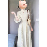 KYLETHOMASW  -  Large Size New Chinese Women Elegant National Style Dress Autumn Winter Cheongsam Improved Version Beautiful Hanfu A-line Dress