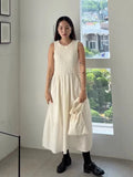 KYLETHOMASW  -  Casual Long Dress Women 2025 Korean Summer Design Round Neck Pleated Texture Slim Fit Sleeveless Vest Vestidos
