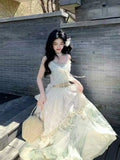 KYLETHOMASW  -  French Sweet Elegant Women 2 Piece Set Aesthetic Lace Splice Embroidery Tops + Design Skirt Fashion Korea Style Outfits Summer