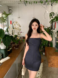 KYLETHOMASW  -  New Women Midi Dress Summer Spaghetti Strap Solid Pleated Sexy Bodycon Elegant Party Slim One Piece Clothes Vestidos