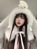 KYLETHOMASW  -  Sweet Hot Girl Three-dimensional Doll Faux Fur Hat Women's Autumn and Winter Cute Bear Rabbit Ears Hat Female Trendy Accessories
