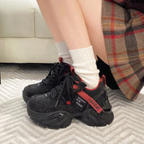 KYLETHOMASW  -  Fashion Crystal Chunky Sneakers Women Comfortable Lace Up Platform Dad Shoes Woman Breathable Mesh Running Sneakers Female