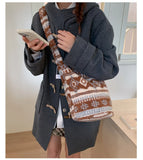 KYLETHOMASW  -  Lamb Wool Kawaii Vintage Harajuku Crossbody Bag Sweet Y2k Aesthetic All Match Handbags Casual Fashion Grunge Shoulder Bags Women