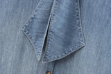 KYLETHOMASW  -  Minimalist Women's Blouse Bow Denim Shirt Fashionable And Elegant Casual Commuting Long Sleeved Shirt Pull Tops