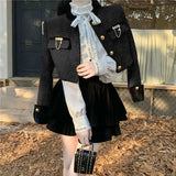 KYLETHOMASW  -  Women Two Piece Outfits Spring Autumn Vintage Fashion Elegant Luxury Coat Tweed Chic Slim Jacket Sexy High Waist Mini Skirt