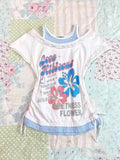 KYLETHOMASW  -  American Retro Sweet Printed T-shirt Women Summer Vintage Slim Patchwork Fake Two-piece Tops New Design Fashion Y2k Clothes