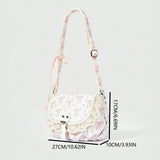 KYLETHOMASW  -  Korean Sweet Cute Bow Lace Shoulder Bag Women Color Block Print Large Capacity Crossbody Bag Ladies Harajuku Versatile Handbag