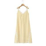 KYLETHOMASW  -  Sexy Sleeveless V Neck Lace Trim Holiday Summer Dress Women Elegant A-line Midi Vintage Casual Vestidos