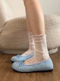 KYLETHOMASW  -  Blue Sweet  Knot Shallow Mouth Single Shoes Women's New Fashion Match Skirts Mary Janes Shoes Elegant Spring Flats