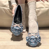 KYLETHOMASW  -  Polka Dot Mary Jane Shoes Women Sweet Ruffle Internal Elevation Shoes Ladies Soft Sole Slip on Daily Comfort Dress Footwear