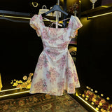 KYLETHOMASW  -  French Patchwork Pleated Waist Slimming Bubble Sleeve Women Summer New Fashionable Temperament Light Luxury Dress