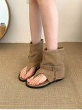 KYLETHOMASW  -  Spring Autumn Clip Toe Internal Elevation Women Sandals Boots Retro Style Ladies Elegant  Ankle Booties