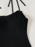 KYLETHOMASW  -  Women's Solid Color One Piece Swimsuit with Tie Front Modest Tummy Control Bathing Suit Sexy Black Bodysuit Holiday Swimsuit New