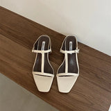 KYLETHOMASW  -  Summer Women Slipper Square Heels Sandals Square Toe Party Wedding Shoes Slip On Beach Slides Mujer