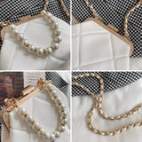 Kylethomasw Summer HandBag Stylish Pearl Clutch Fashion Crossbody Bags For Women Simple Clip Casual Women's Shoulder Bag Frame Quilted
