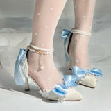 KYLETHOMASW  -  Party Shoes Woman Trend 2025 Blue High Heels Woman Pearl Lolita Shoes Y2K Heel Woman Summer Shoes 2025 Mary Jane Slingback