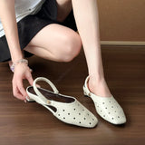 KYLETHOMASW  -  Hollow Women's Sandals Heels Slippers Beach Mules Shoes 2025 Summer Trend Chunky Leather Shoes Casual Flip Flops Mujer Slides