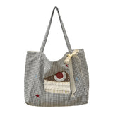 KYLETHOMASW  -  Large Tote Bag for Women Korean Canvas Woman Shoulder Shopper Bags Fashion Cartoon Embroidery Lady Big Female Handbags