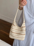 KYLETHOMASW  -  Stripe Knitted Tote Bag Underarm Shoulder Bags High Capaci Bolsa Beach Bolsos mujer Bolsas Lazy Style Casual Sac Femme