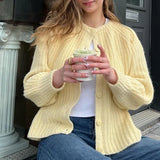 KYLETHOMASW  -  Preppy Button Up Knitted Cardigan Autumn Winter Casual Solid Color Basic Knitwear Coats Vintage Y2K Aesthetic Sweater Clothes
