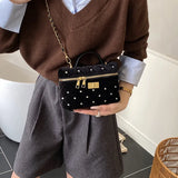 KYLETHOMASW  -  Velvet Diamond Grid Chain Bag Women's High-End Fashion Mini Shoulder Box Bag Urban Simple Style PU Material Daily Match