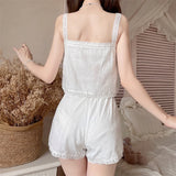 KYLETHOMASW  -  Sweet Pink Pajama Set for Women's Summer Pure Cotton Camisole Vest Elastic Waist Wide Leg Shorts Two-piece Set