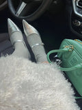KYLETHOMASW  -  Strap Single Shoe Women's Leather Pointed Toe Wedge Heel Thick Heel Mary Jane Pumps for Womens Spring and Summer High Heels