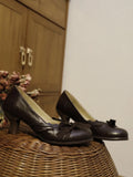 KYLETHOMASW  -  French Butterfly Knot Retro round Head High Heels Women's Autumn New Coarse Heel Versatile Commuting Outdoor Wear Low Cut