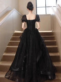 KYLTHOMASW  -   New Graduation High School Dress French High end Black Long Evening Dresses for Women Bubble Sleeve Bridesmaid Wedding Dress