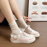KYLETHOMASW  -  New Versatile Low-Top Soft-Soled Casual Sneakers Summer Polka Dot Lace Breathable Thick-Soled Canvas Shoes for Women