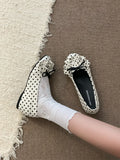 KYLETHOMASW  -  Fashionable Thick Heel Mary Janes Women's Slip-On Shoes Polka Dot  Bow Knot Casual Comfy Footwear Summer Season