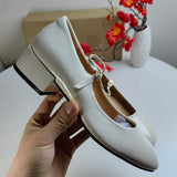 KYLETHOMASW  -  Patent Leather Mary Jane Shoes for Women 2025 Spring Elegant White Chunky Low Heels Brand Designer Dress Office Lady Pumps