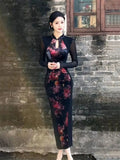 KYLETHOMASW  -  Elegant Fashionable Qipao New Style Republic of China Style Beautiful Splicing High-end Design Western-style Hip Hugging Dress