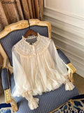 KYLETHOMASW  -  Spring French Retro Elegant Princess Blouse Women Lace Lolita Design Long Sleeve Tops Female Slim Fairy Korean Popular Clothes