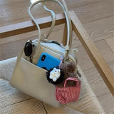KYLETHOMASW  -  Light Gray Minimalist Handbag Women Pebbled Texture Leather Square Shoulder Bags Ladies Casual Niche Premium Boston Bag