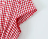 KYLETHOMASW  -  Women O Neck Short Sleeve A-line Slim Plaid Mini Dresses Casual Holiday Summer Dress 2025 Robe