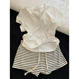 KYLETHOMASW  -  Pure Cotton Summer Spwear Women's Loose Fit ort Sve Pants Home Wear Comfortable Breathable Stripe Pattern Suitable