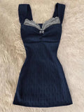 KYLETHOMASW  -  French Elegant Retro Solid Sweet Dress Women New Waist Strap Fashion Slim Dresses Design Sense Vintage Harajuku Hot Chick Outfit