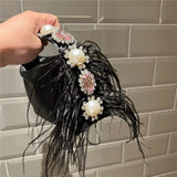 KYLETHOMASW  -  Fashionable Pearl Embedded Diamond Satin Handbag Women's New Square Bag Evening Dress Bag Small Crowd Design