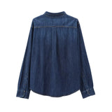 KYLETHOMASW  -  Autumn Long Sleeve Blouse Women Minimalist Denim Shirt Fashionable Elegant Bow Tie Commuting Casual Shirt Ladies