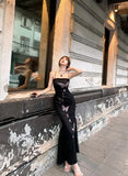 KYLETHOMASW  -  Vintage Printed Women Bodycon Dress Summer Slim Waist Spaghetti Strap Package Backless Hip Dress Female