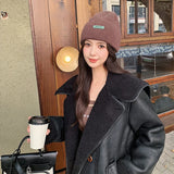 KYLETHOMASW  -    Sweet Hot Girl Casual Lamb Wool Coat Women's Winter Thick Turn-down Collar Sueded Double-sided Fur Coat Fashion Female Clothes