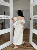 KYLETHOMASW  -  Elegant Party Dresses Woman Summer Solid Off The Shoulder Puff Sleeve  Long Vestidos Chic Chest Wrapping Evening Robes Femmes