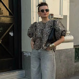 KYLETHOMASW  -  spring and summer new women's clothing fashion casual one-button bubble sleeve shirt casual short top women